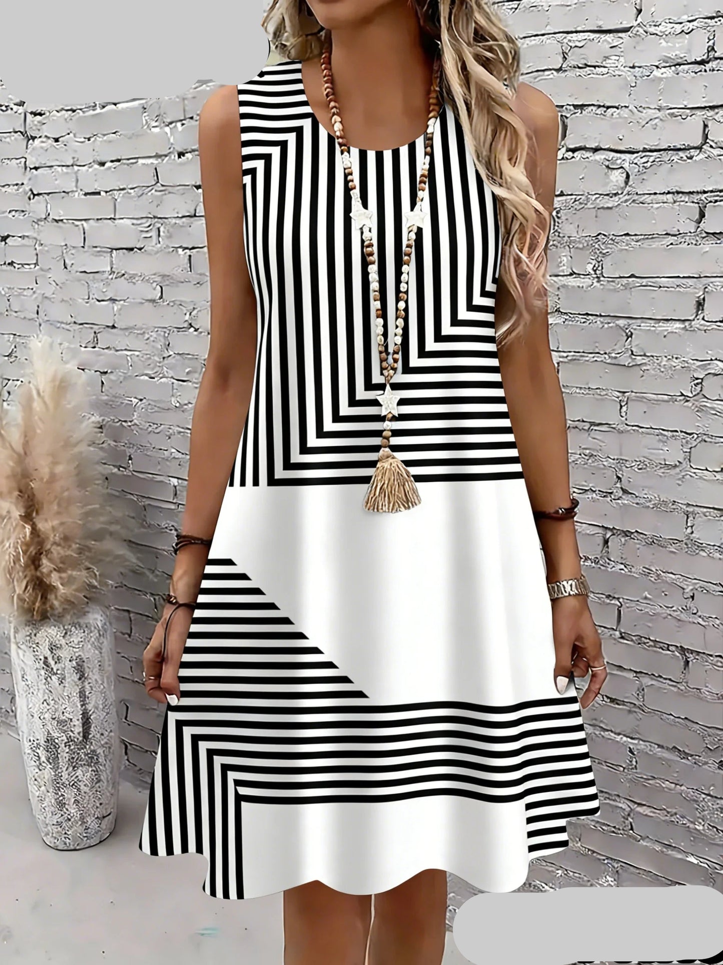 Women Summer Dress Casual Sleeveless O-Neck
