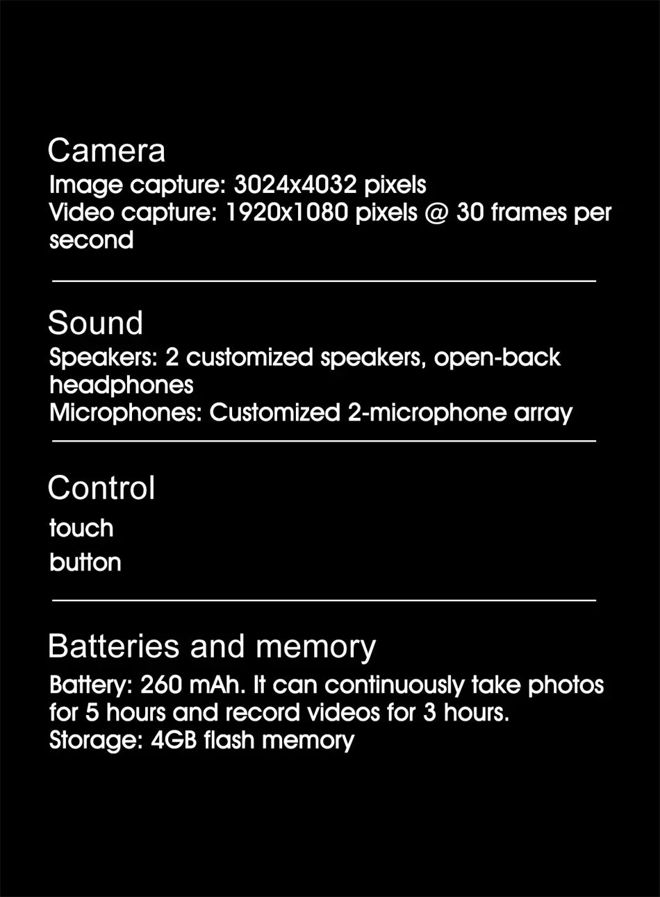 4K HD AI Smart Glasses Chat GPT 100MP Camera Bluetooth Call 260Mah Battery Voice Assistant  Control Smart Glasses