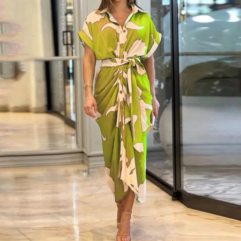 Belt Elegant Long Skirt Summer Sexy Party  Dress