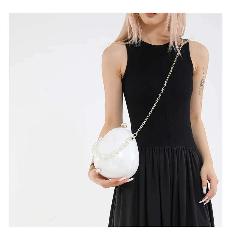 New acrylic eggshell bag 2025 fashion niche design women's messenger bag portable dinner bag