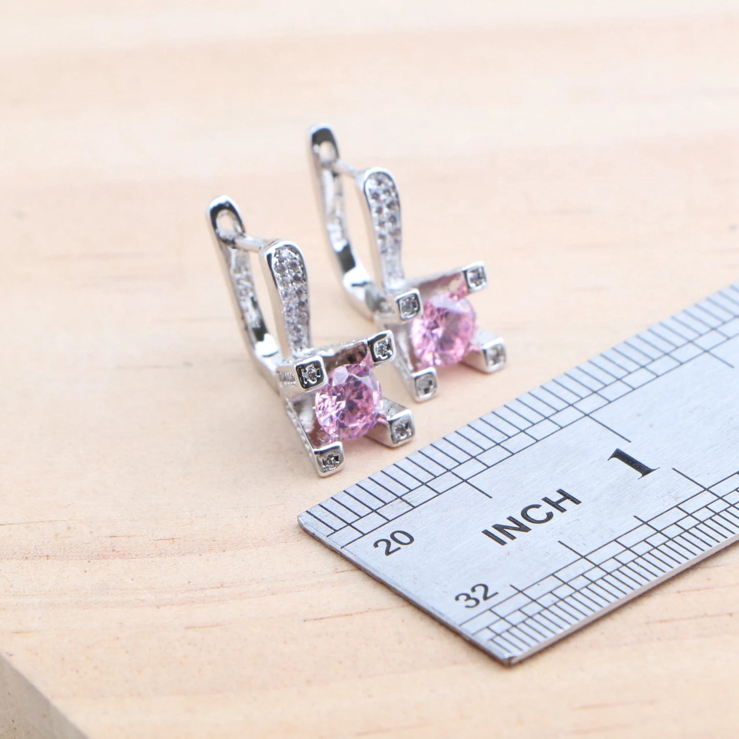 Pink Zircon Bridal Jewelry Sets For Women Bracelets Earrings Rings Pendant Wedding Necklace Set