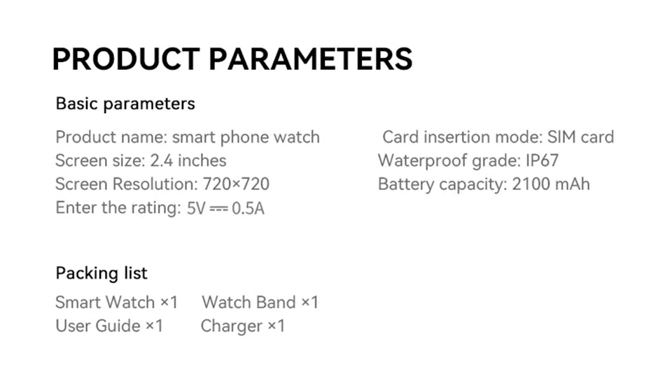 5G/4G Full Network Smart Watch 2.40 inch Big Screen HD Video Call 8GB+128GB RAM 2100mAh Google Play WIFI GPS Sim Card