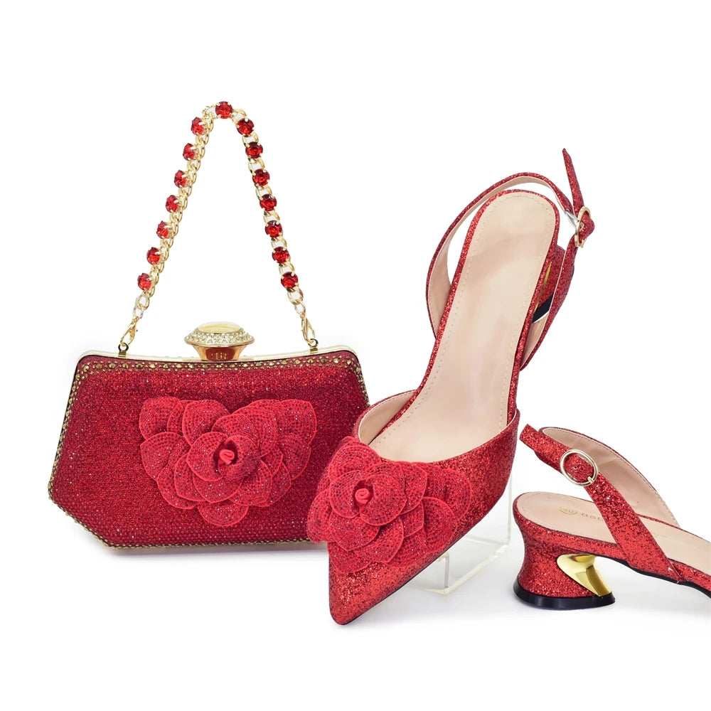 Ladies Shoe and Bag Set Latest Designers Luxury Italian Party Shoes and Bag