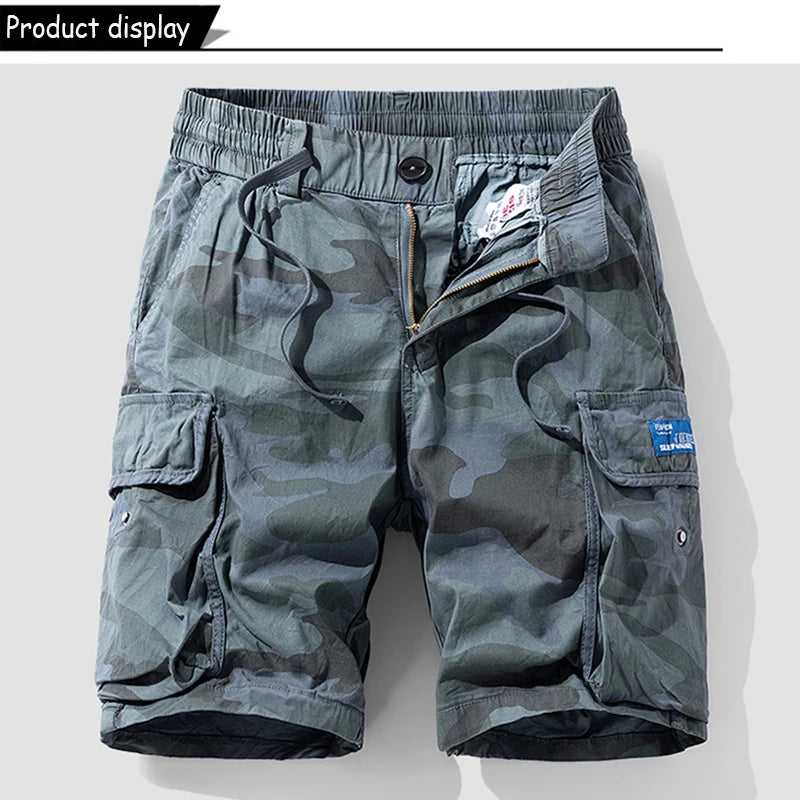 Outdoor Leisure Camouflage Comfortable Shorts For Men Elastic Waist Loose Straight High-Quality