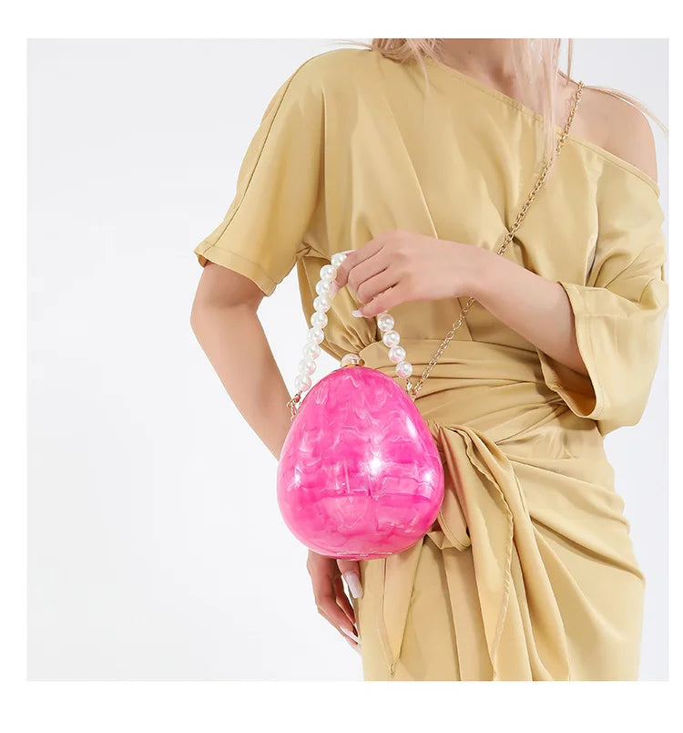 New acrylic eggshell bag 2025 fashion niche design women's messenger bag portable dinner bag