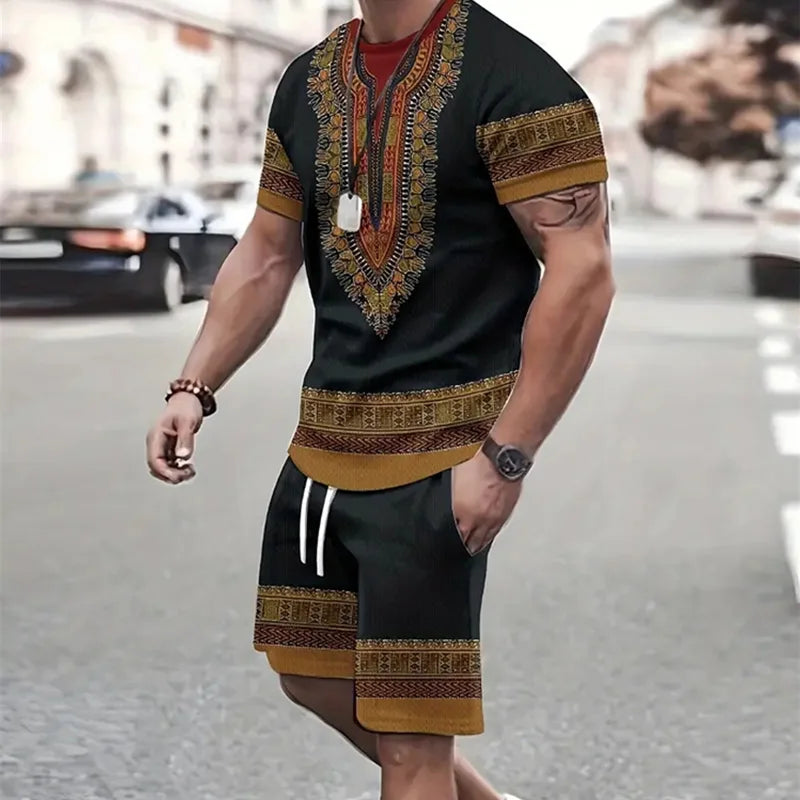 Sportswear Short Sleeve T Shirt Summer  Two Piece Suit For Men