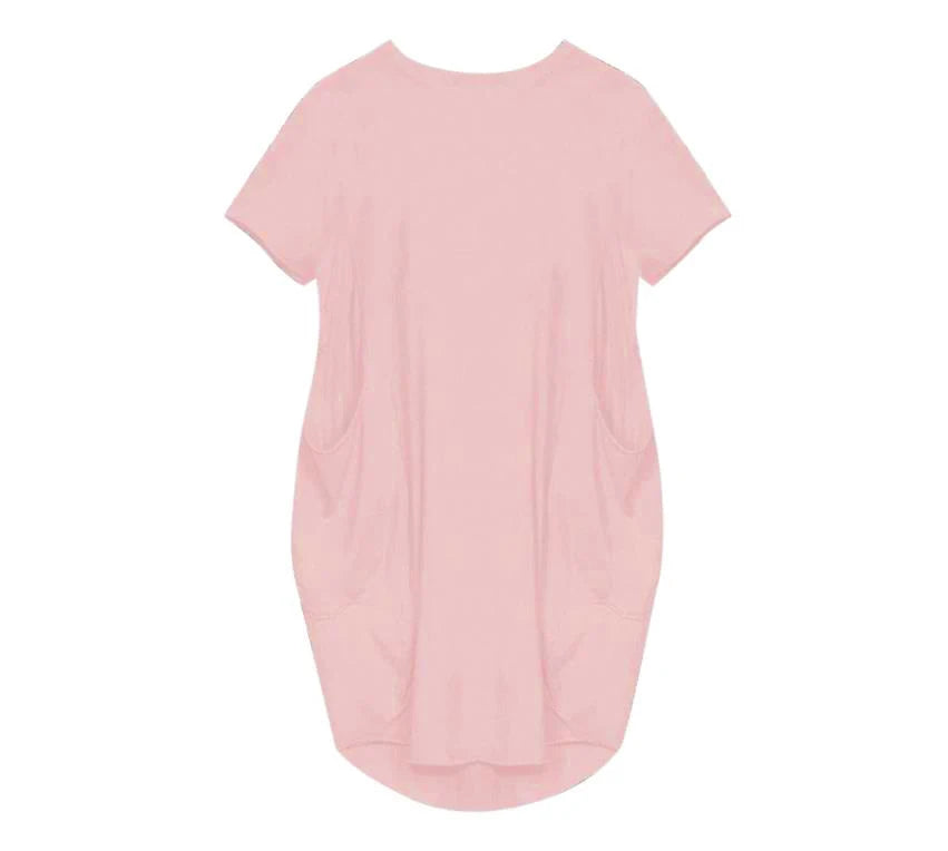 Short Sleeve  Round Neck Pockets Sexy Female Dress