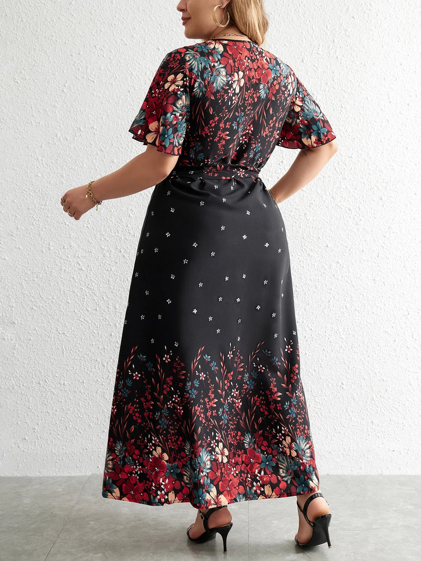 Plus Size Summer V Neck Short Sleeve Dress