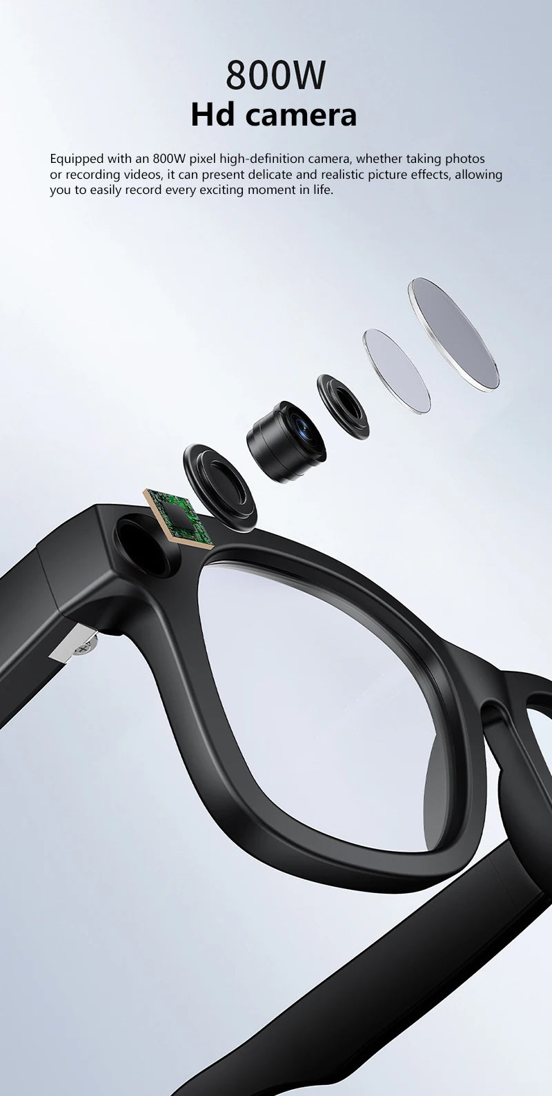 G300 Smart AI Glasses 800W pixel AI Shooting Camera HD Photo Video Voice Call Translation Waterproof Bluetooth Glasses