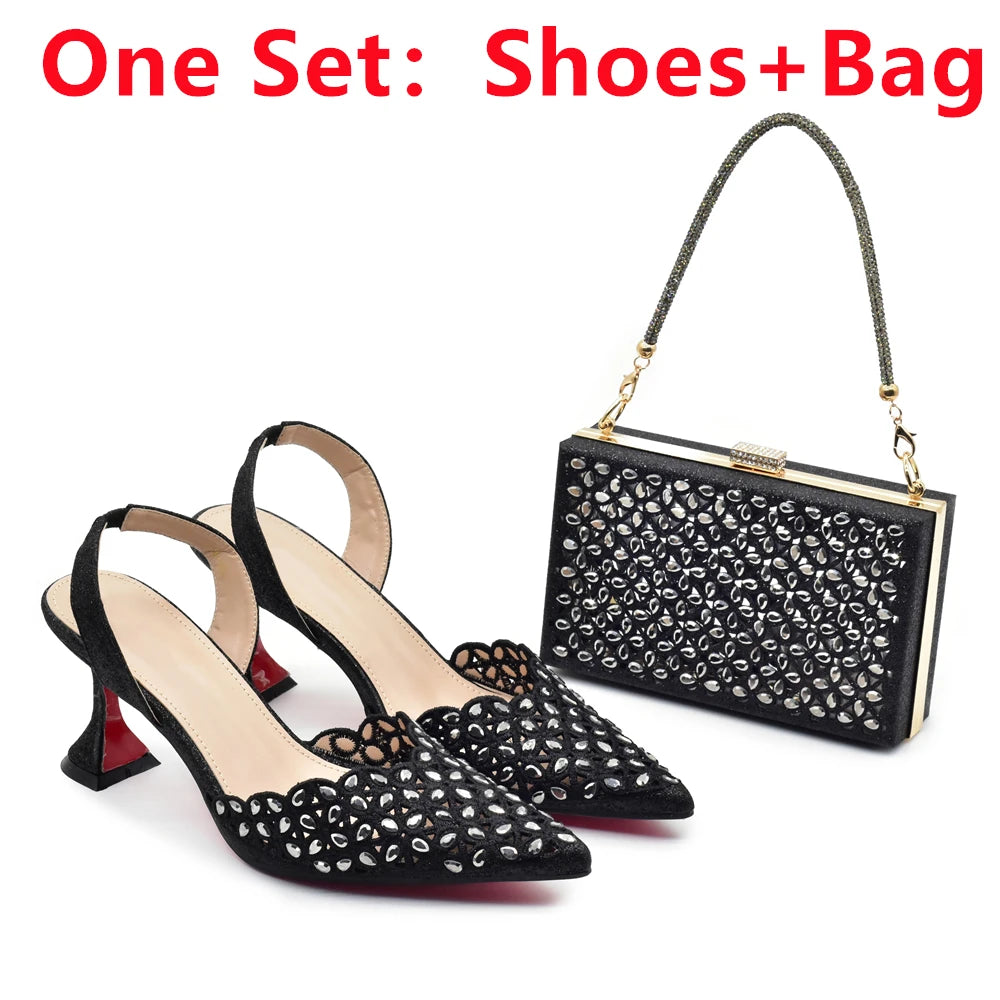 Silver Color Shoes and Bag for Party Wedding Luxery Women Shoe and Bag