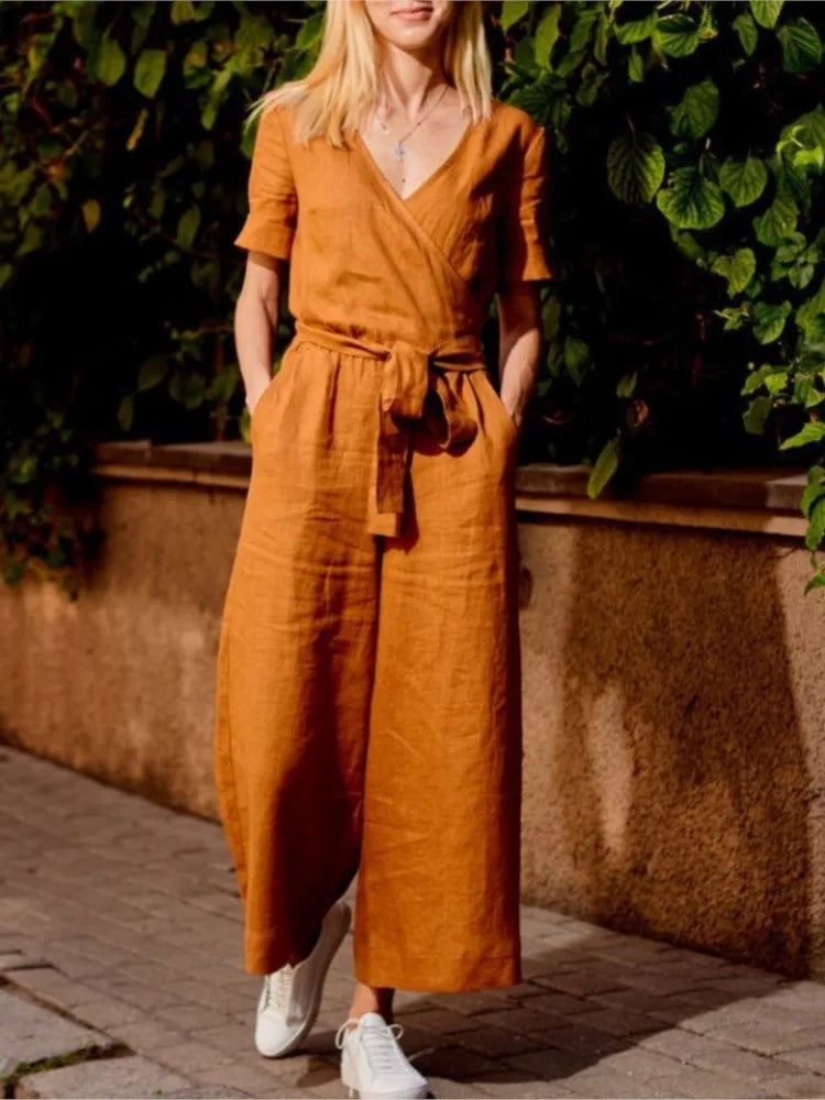 Short Sleeved Jumpsuit Women Spring Summer Simple dress