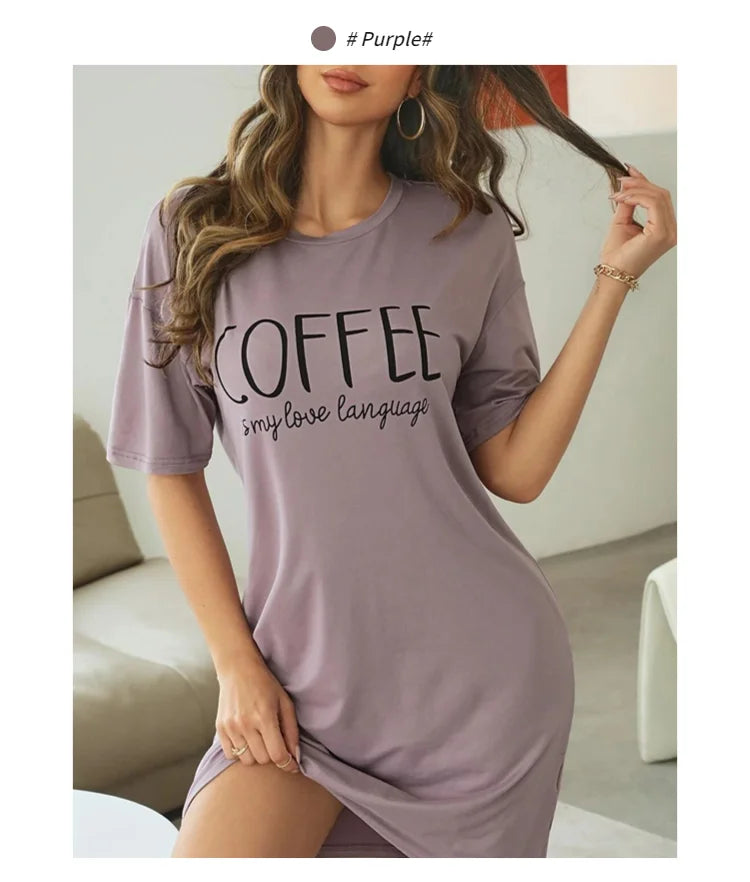 Sleepwear Dress Loose Fit Tee Nightwear Home Clothes Nightie Loungewear