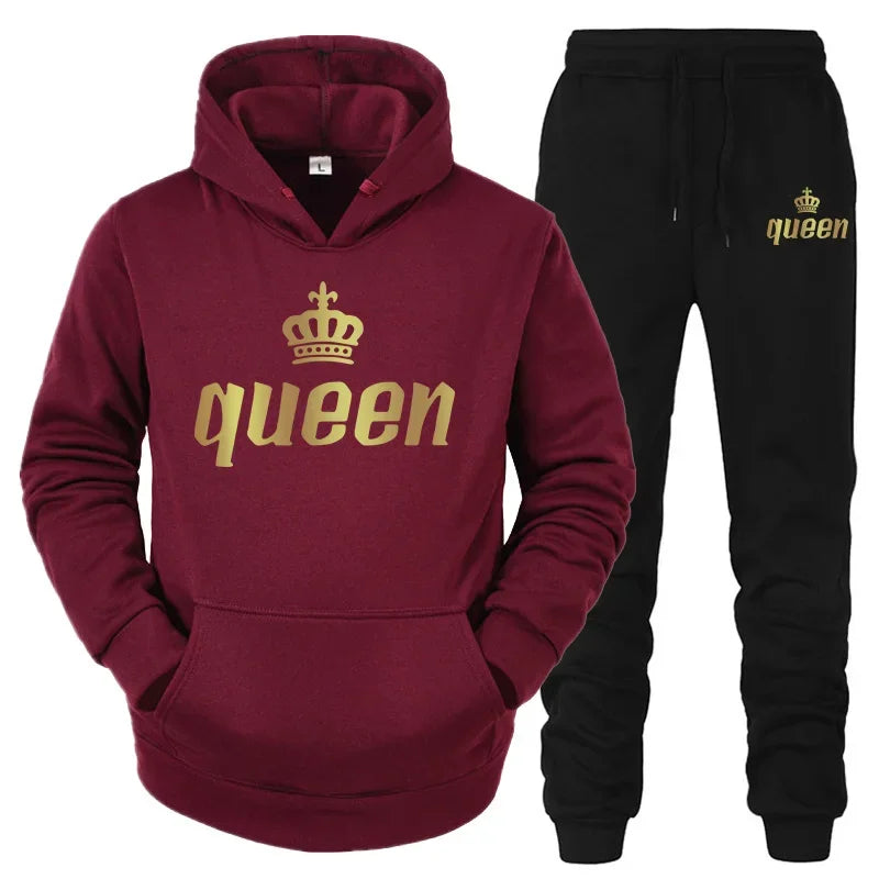 King And Queen Couple Outfit Hoodie and Jogger High Quality King Queen Tracksuit