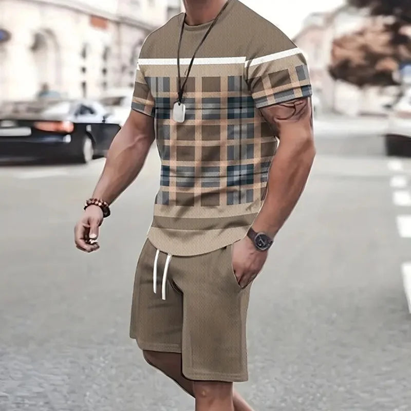 Sportswear Short Sleeve T Shirt Summer  Two Piece Suit For Men