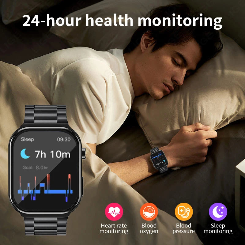 LIGE New AI Healthy Diagnosis Blood Lipids Uric Acid Smart Watch 2.2" Curved Screen Voice Bluetooth Call Health Smartwatch