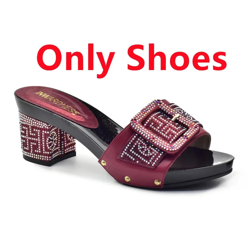 Wine Color Italian Shoes with Matching Bags