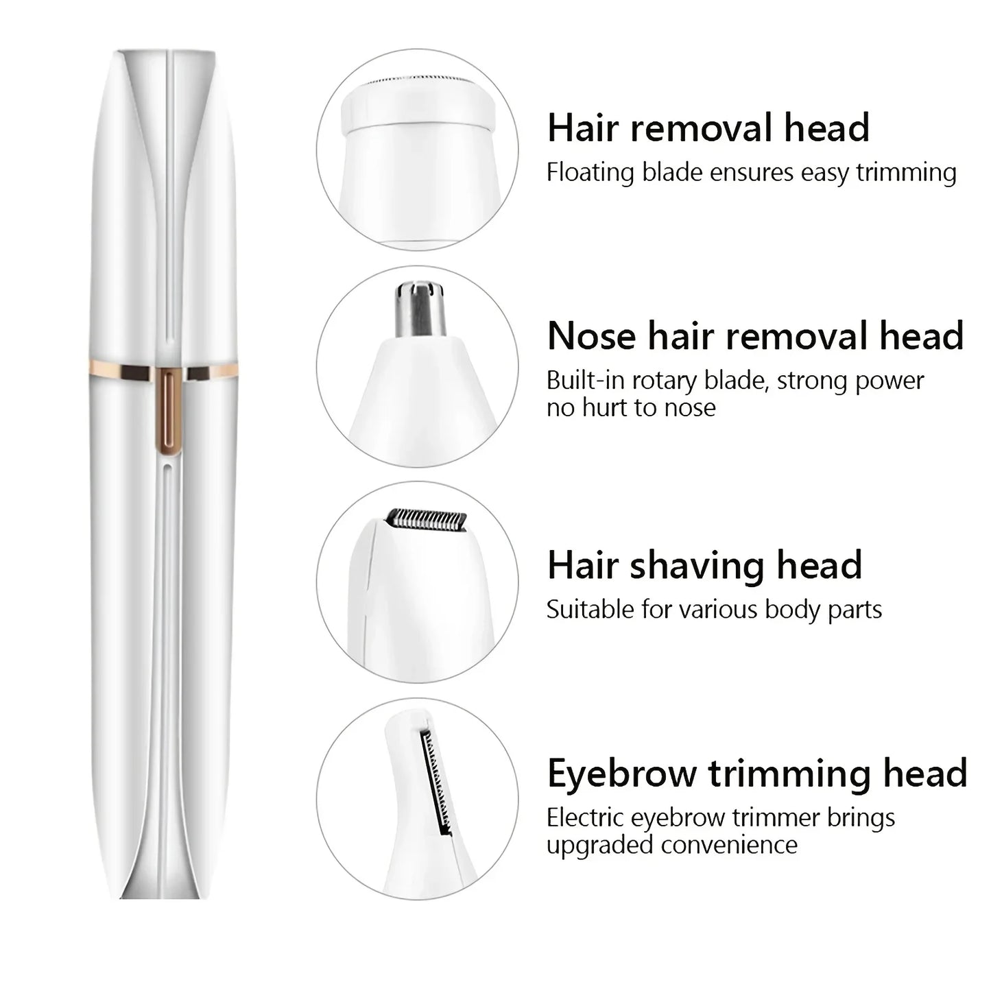 4 In 1 Electric Hair Remover Full Body Shaving Facial Epilator Shaver Eyebrow Trimmer Nose Bikini Line Painless Epilator