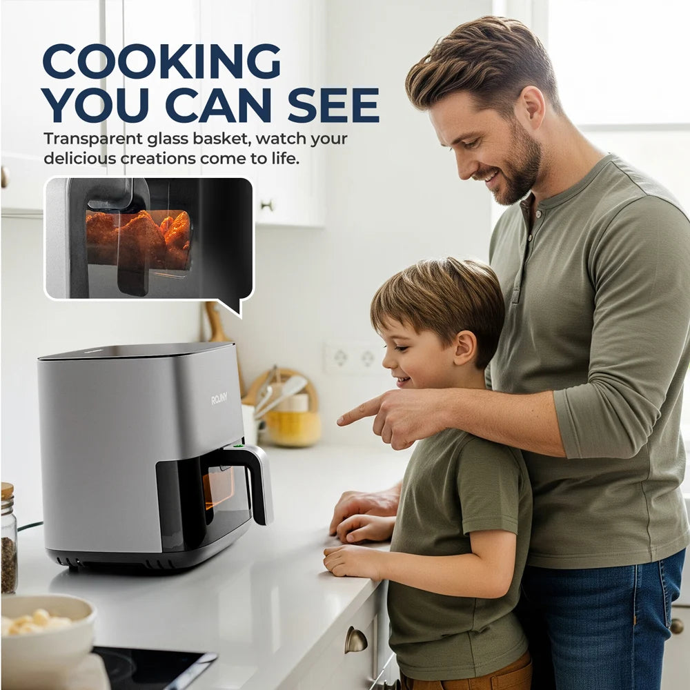 Air Fryer 5L, Electric Hot Fryer Oven Oilless Cooker with Touch Control & Nonstick Basket & Visible Window