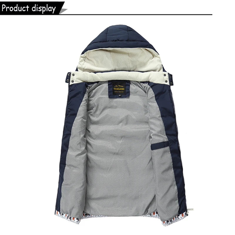 Sleeveless Warm Detachable Hooded Vest Jackets For MenSolid Color Outdoors Windproof