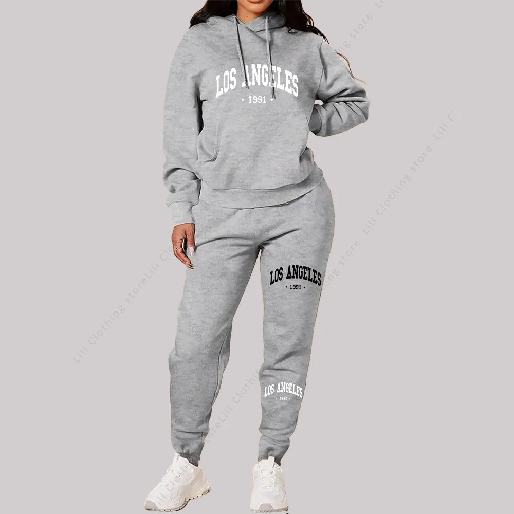 Women Sportswear Sweatsuit Los Angeles Letter Print