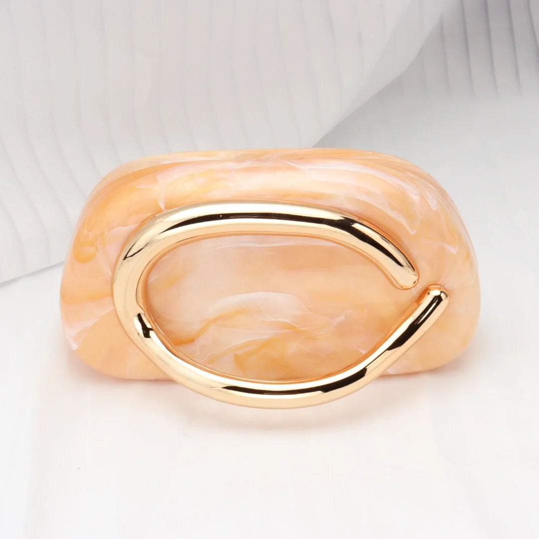Trendy Acrylic Clutch Purses Metal Handle Purse Women's Evening Bag for Weddings Lady Parties Skin-Touch Coating Handbag