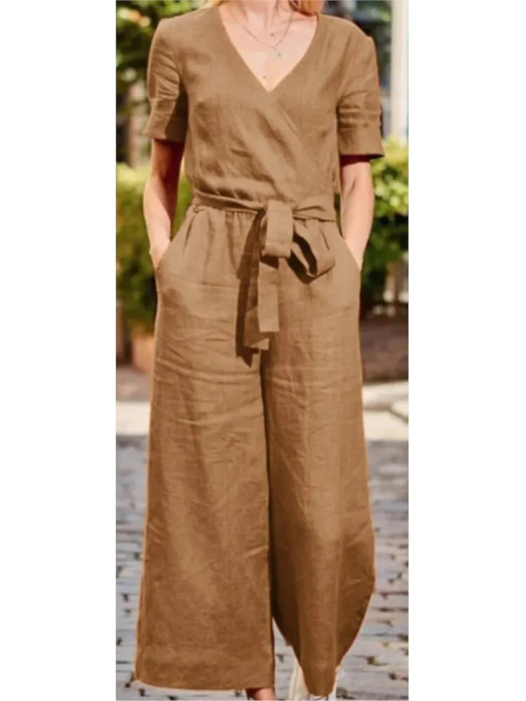 Short Sleeved Jumpsuit Women Spring Summer Simple dress
