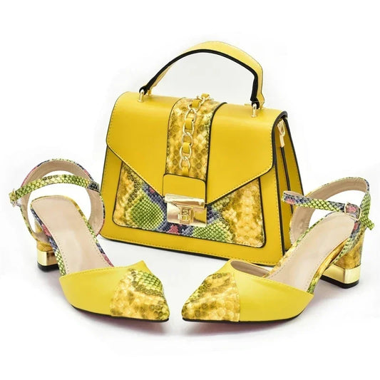 Fashion Leopard Shoes and Bag Set Wedding Pumps for Women Bride Shoes and Bag for Party Wedding