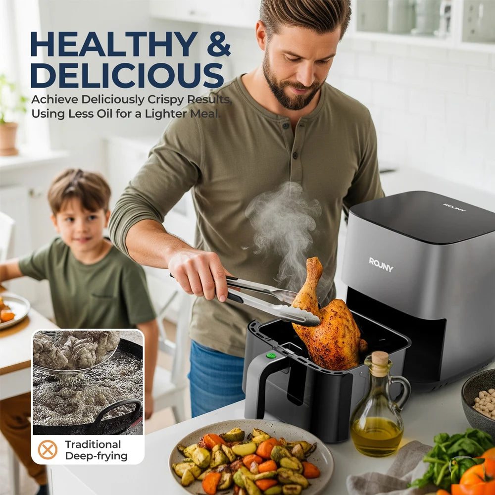 Air Fryer 5L, Electric Hot Fryer Oven Oilless Cooker with Touch Control & Nonstick Basket & Visible Window