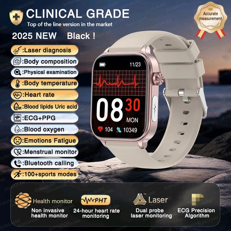 New ECG+PPG AI Health Diagnose Smart Watch Men And Women, Blood Lipid BP Uric Acid Heart rate Tracker