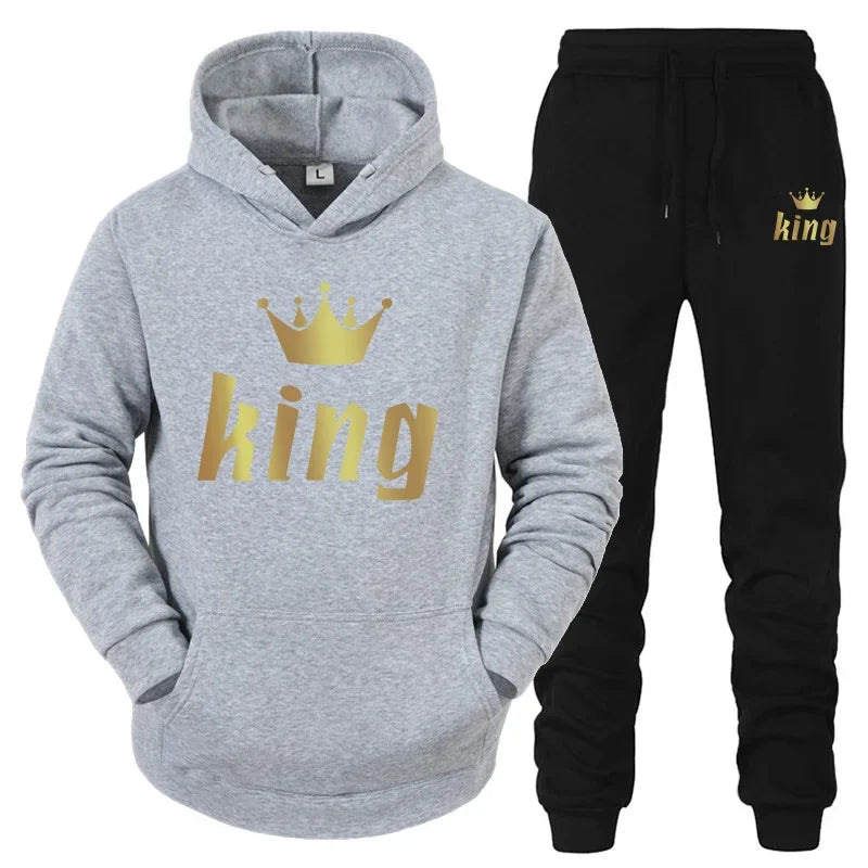King And Queen Couple Outfit Hoodie and Jogger High Quality King Queen Tracksuit