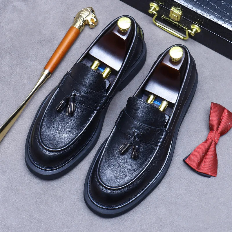 Soft Leather Elegant Mens Dress Loafers Shoes Luxury Genuine Leather Shoes
