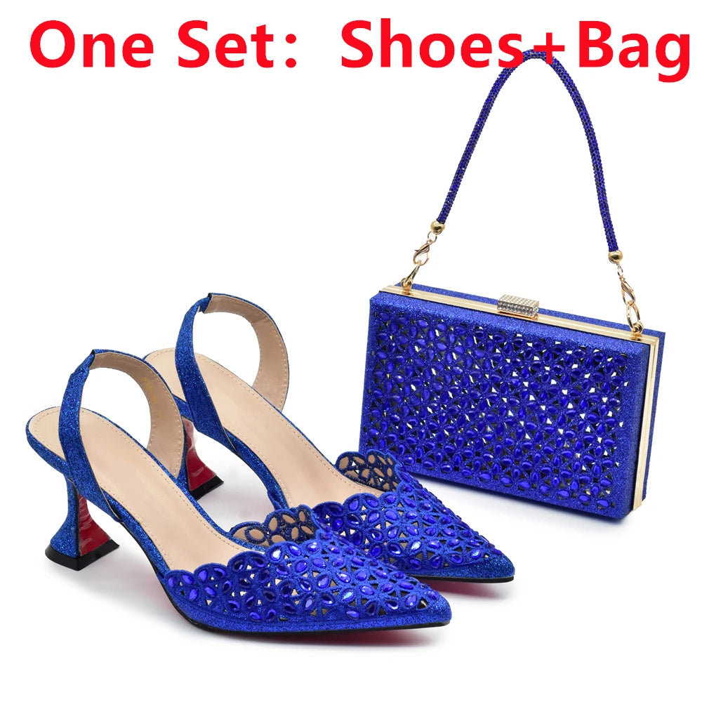 Silver Color Shoes and Bag for Party Wedding Luxery Women Shoe and Bag