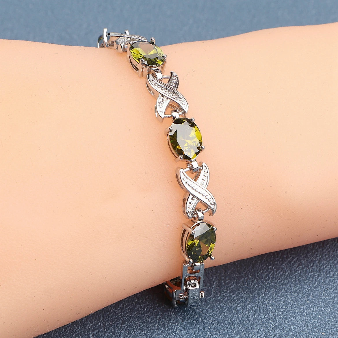 Silver Gold Plated Charm Black Cubic Zircon Bracelets  Jewelry 18+2CM Length