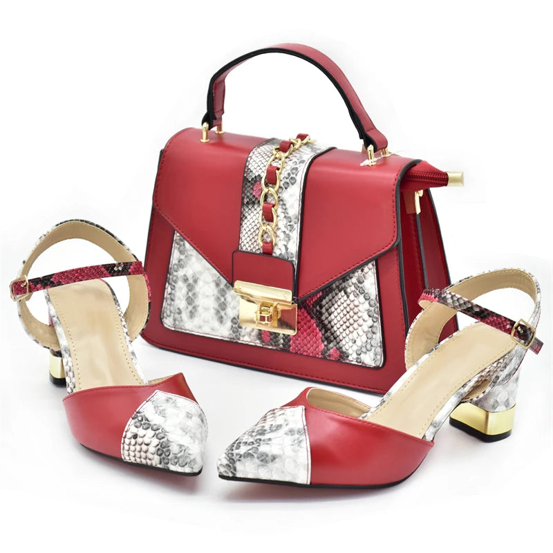 Fashion Leopard Shoes and Bag Set Wedding Pumps for Women Bride Shoes and Bag for Party Wedding