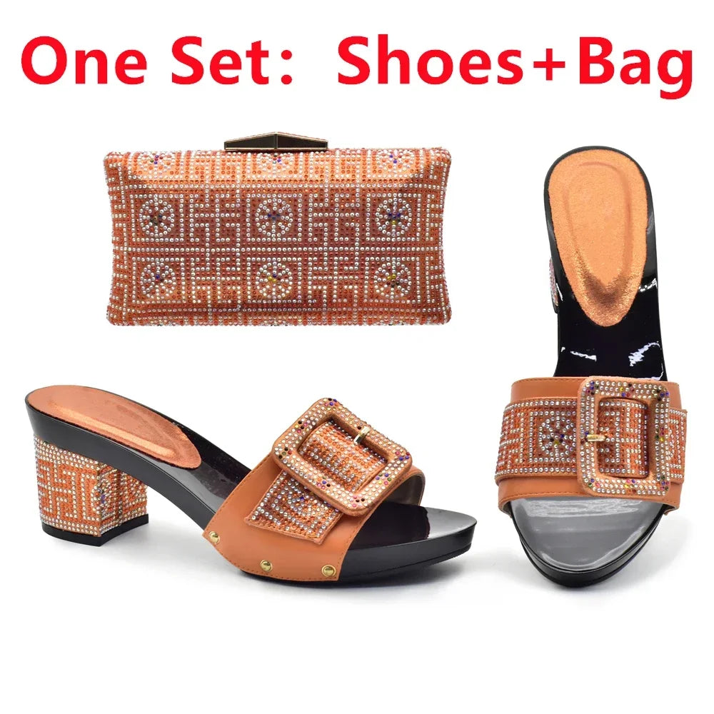 Wine Color Italian Shoes with Matching Bags