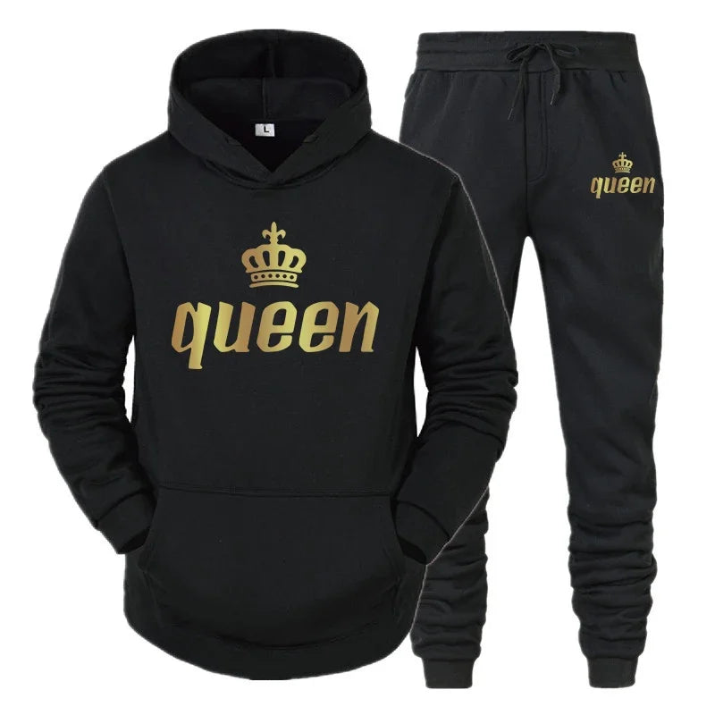 King And Queen Couple Outfit Hoodie and Jogger High Quality King Queen Tracksuit