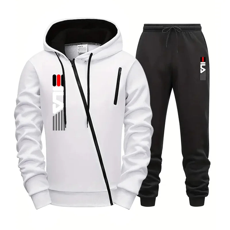 Men's Zipper Hoodie Sweater Gym Fitness Tracksuit 2pcs Set Fall Winter Daily Casual Sports Jogger Suit