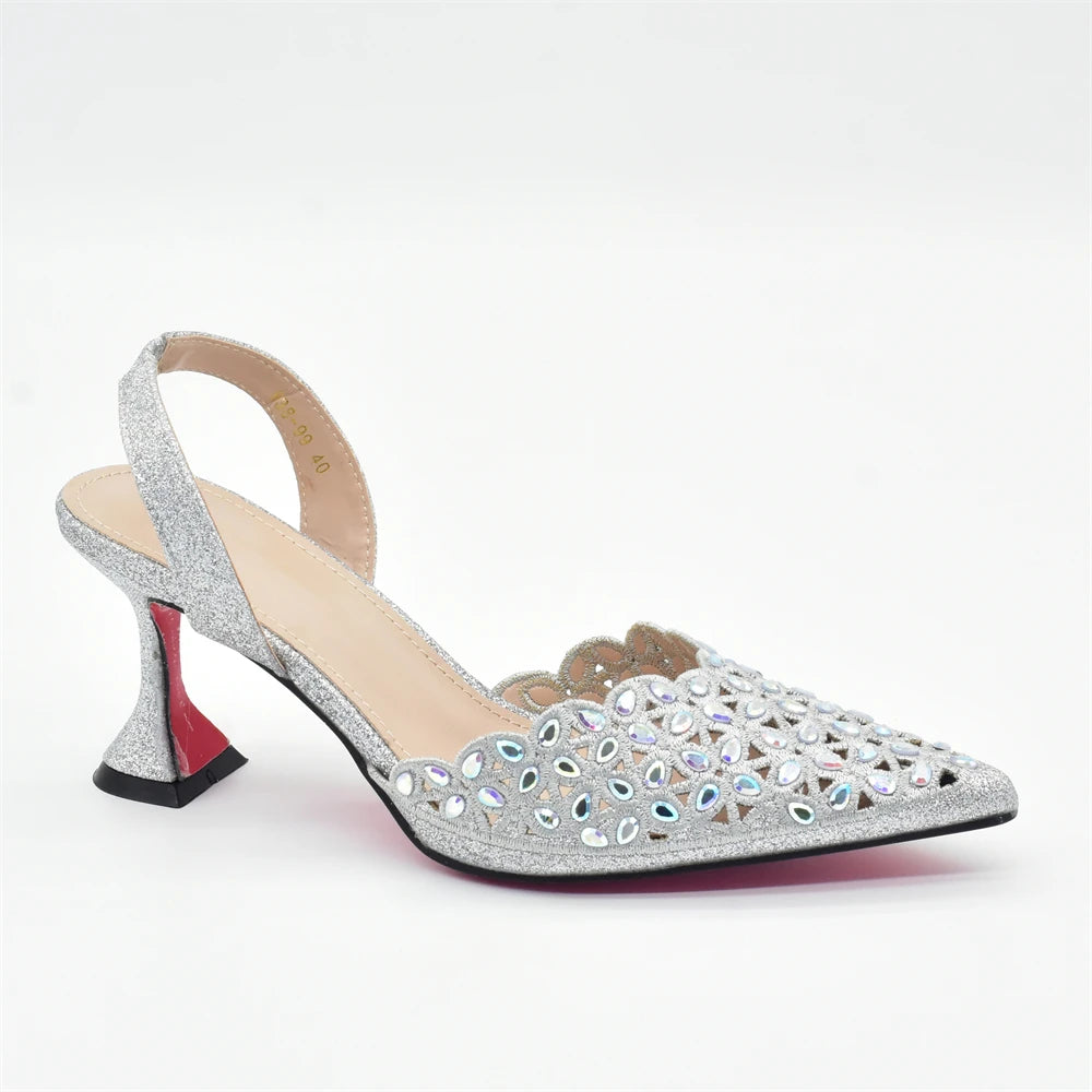 Silver Color Shoes and Bag for Party Wedding Luxery Women Shoe and Bag