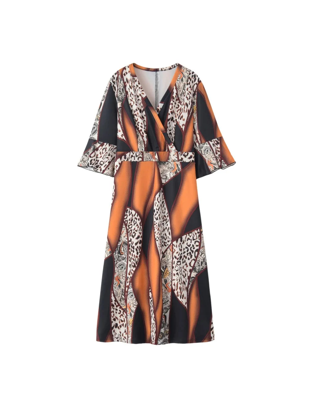 Plus Size Leopard Geometric Print Elegant Party Dress