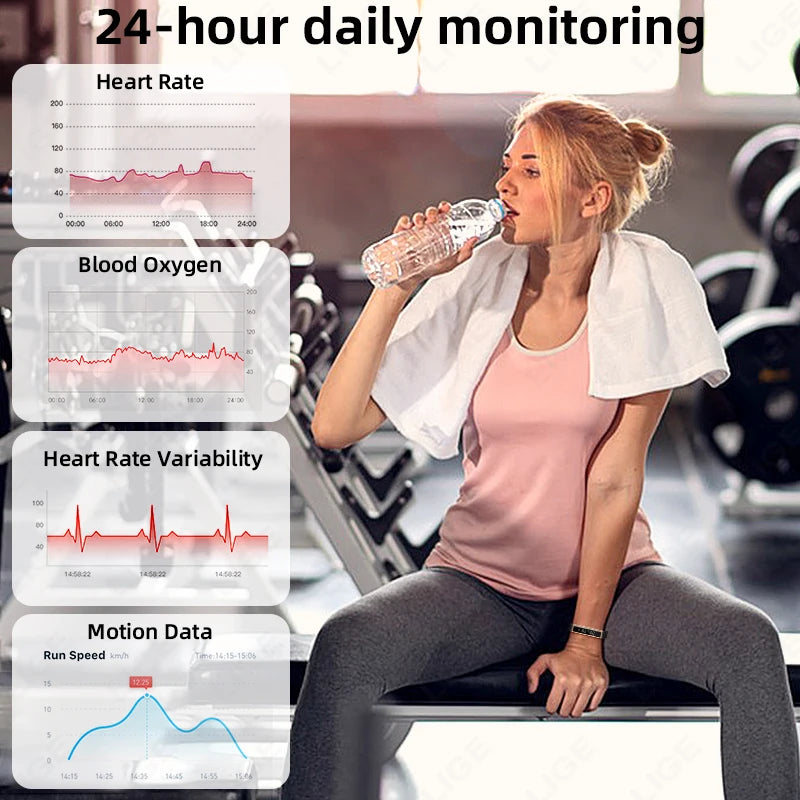 Health Smart Band Fitness Tracker Smartwatch with Heart Rate Blood Oxygen Sleep Monitor Waterproof Pedometer Watch for Unisex