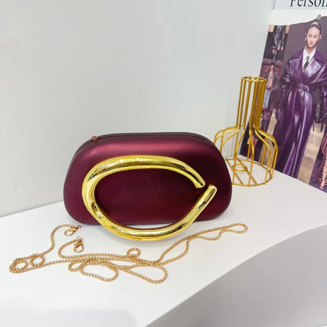 Trendy Acrylic Clutch Purses Metal Handle Purse Women's Evening Bag for Weddings Lady Parties Skin-Touch Coating Handbag