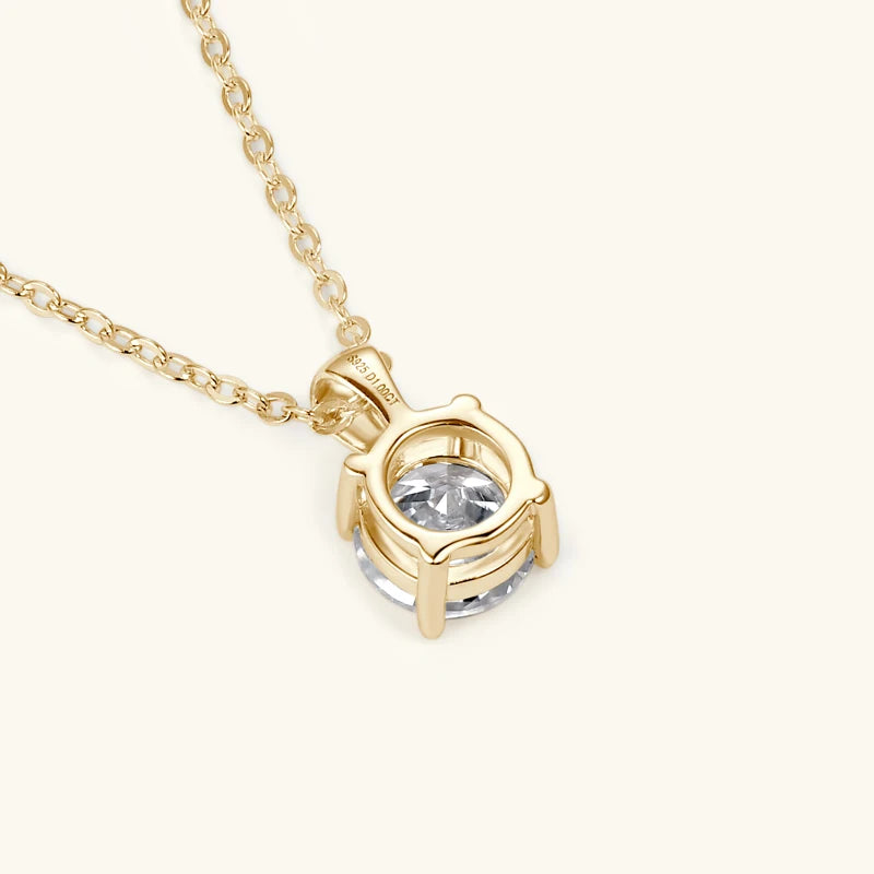 Moissanite Solitaire Drop Necklaces 18k Gold Plated Pendant Original Silver Chain