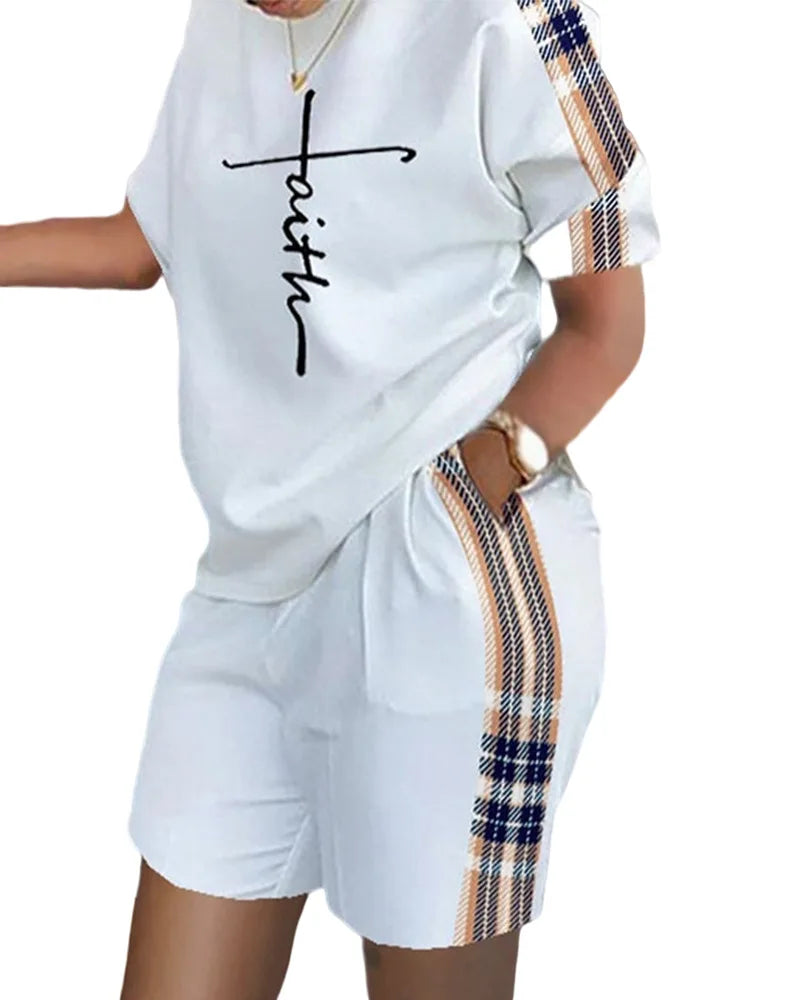 Sexy  T-shirt Blouses 2 Piece Sets Suit O-neck Backless Tops 2 Piece Sets