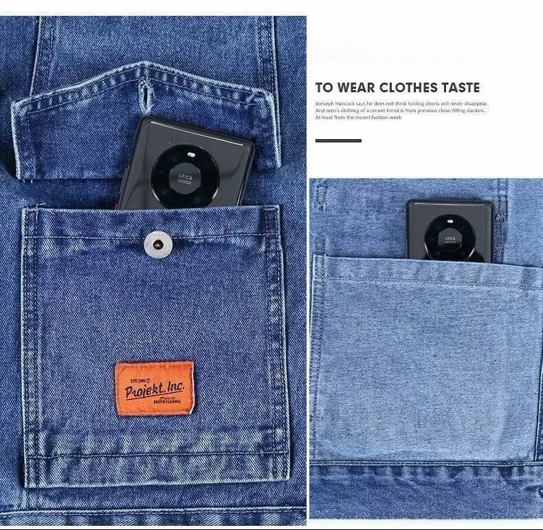 Denim Jacket Spring Autumn New Style High Street Multi Pocket