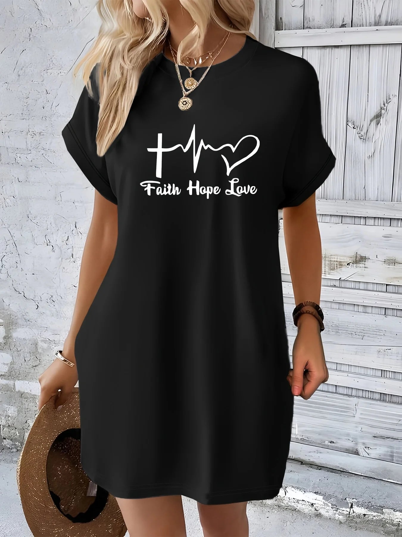 Faith hope love print Graphic Dress