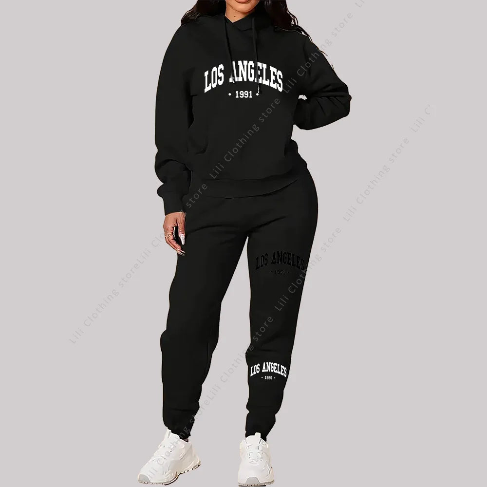 Women Sportswear Sweatsuit Los Angeles Letter Print