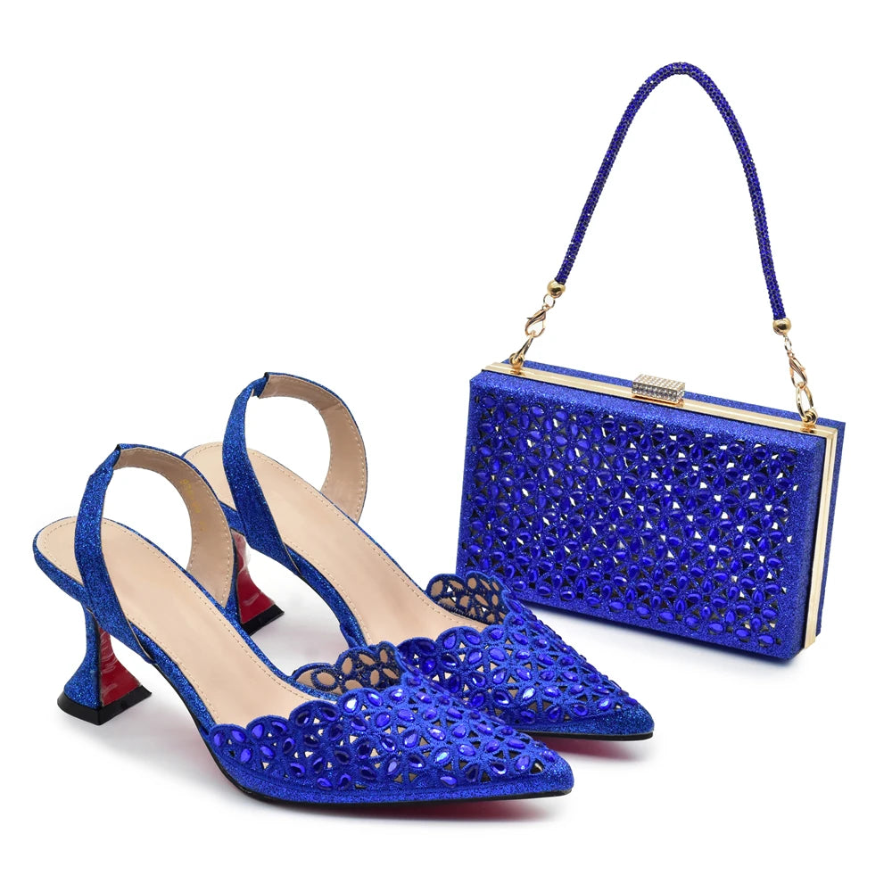 Silver Color Shoes and Bag for Party Wedding Luxery Women Shoe and Bag