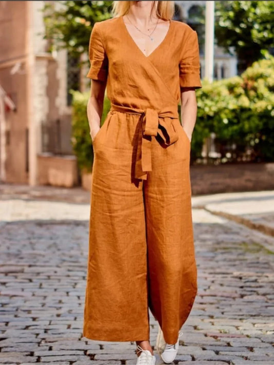 Short Sleeved Jumpsuit Women Spring Summer Simple dress