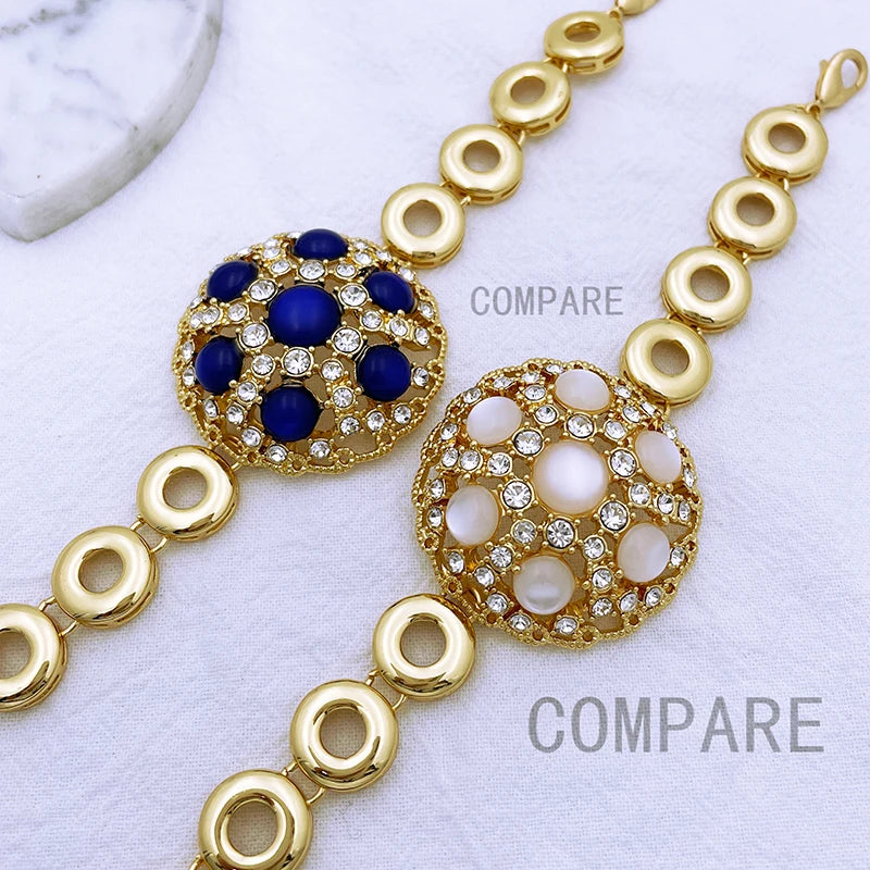 Italian Luxury Design Jewelry Set Party Set, Classic Blue Round Pendant Necklace