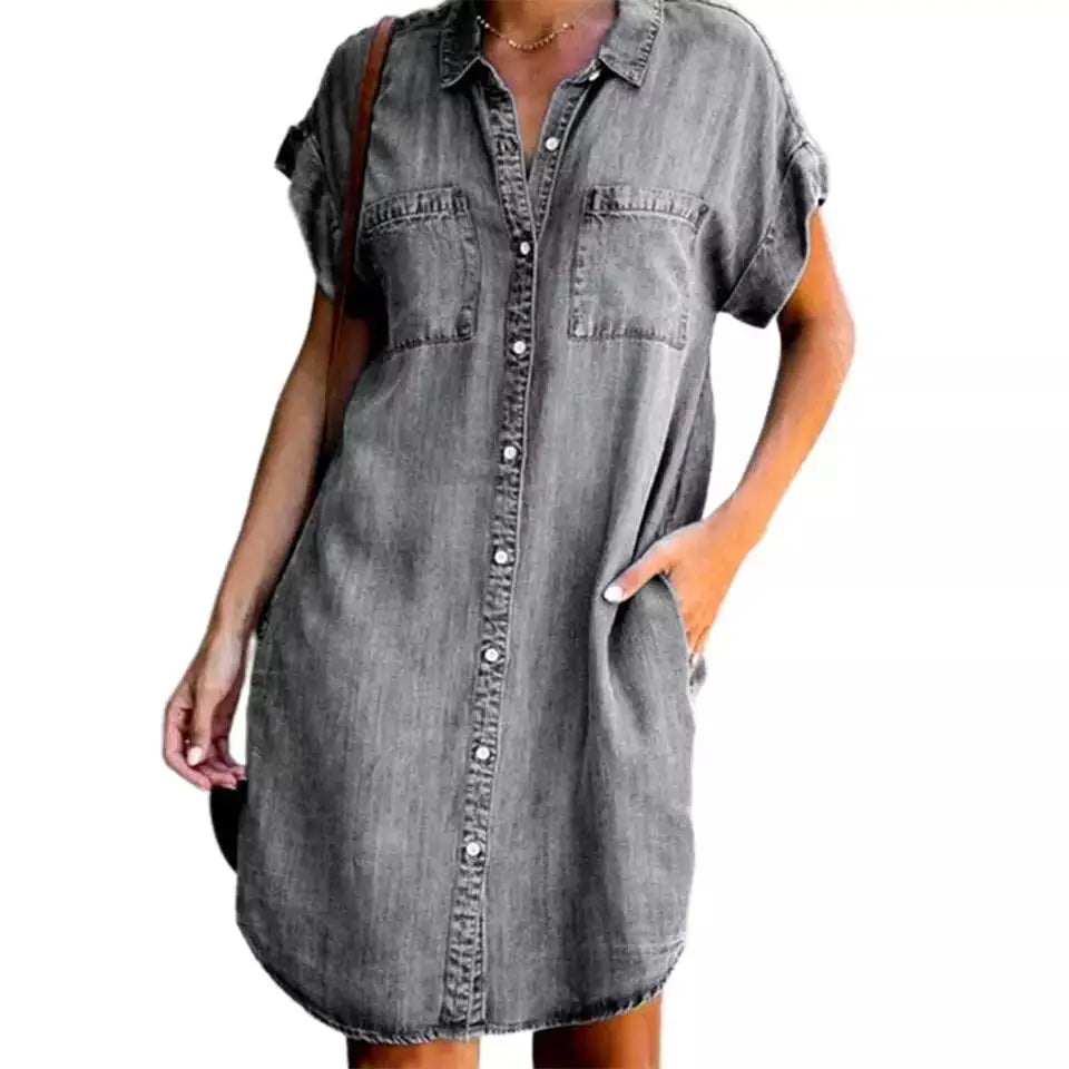 Summer Simple  Female Office Denim Short Skirt
